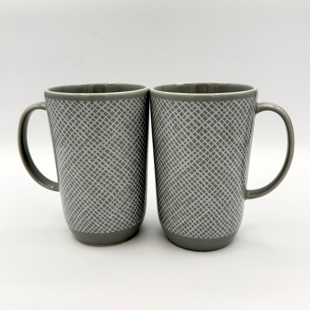 Vera Wang Wedgwood Vera Simplicity Gray Lattice Coffee Mugs Set of 2